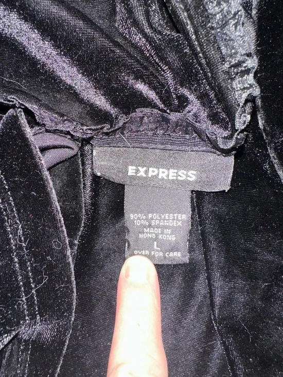 Express Black Velvet Top with Subtle Sheen - Picture 2 of 3